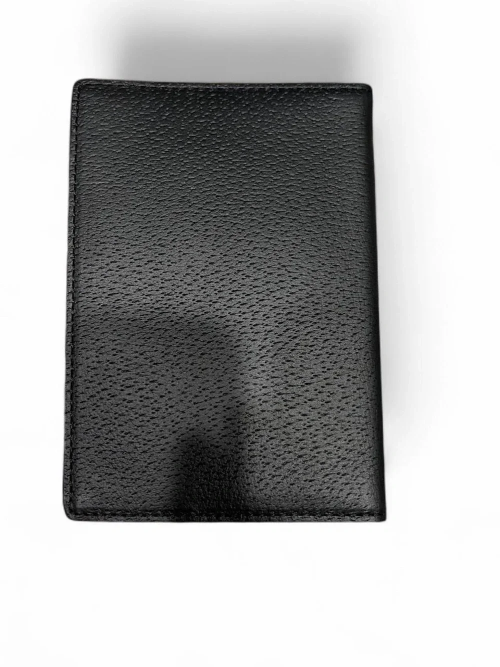 kate spade Black Pebbled Leather Passport Cover with Gold Plaque